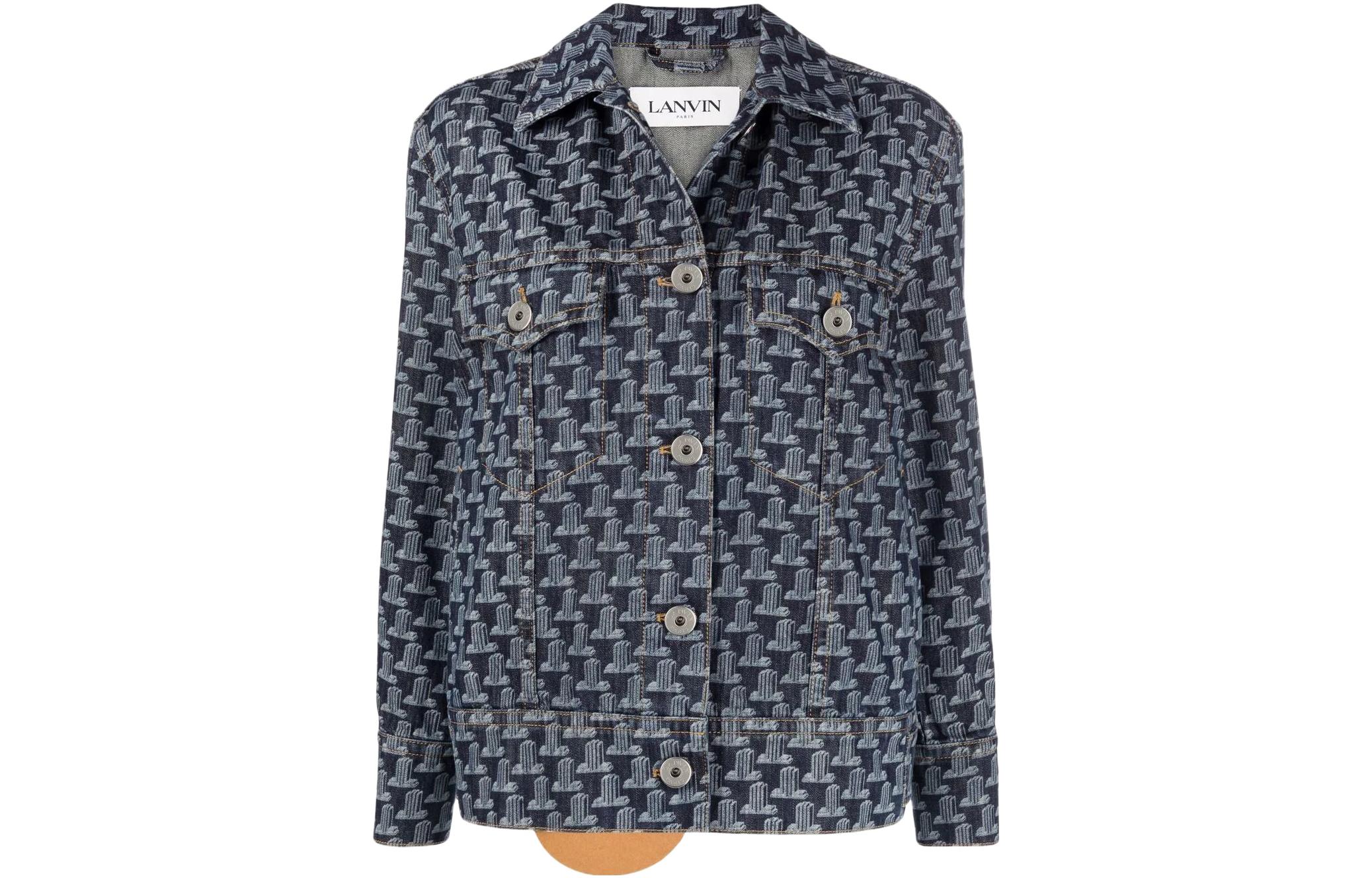 Order (W) Chaqueta Vaquera Gris Azul Lanvin SS22 con Logo Clásico. RW-JA0092-D041-P2229