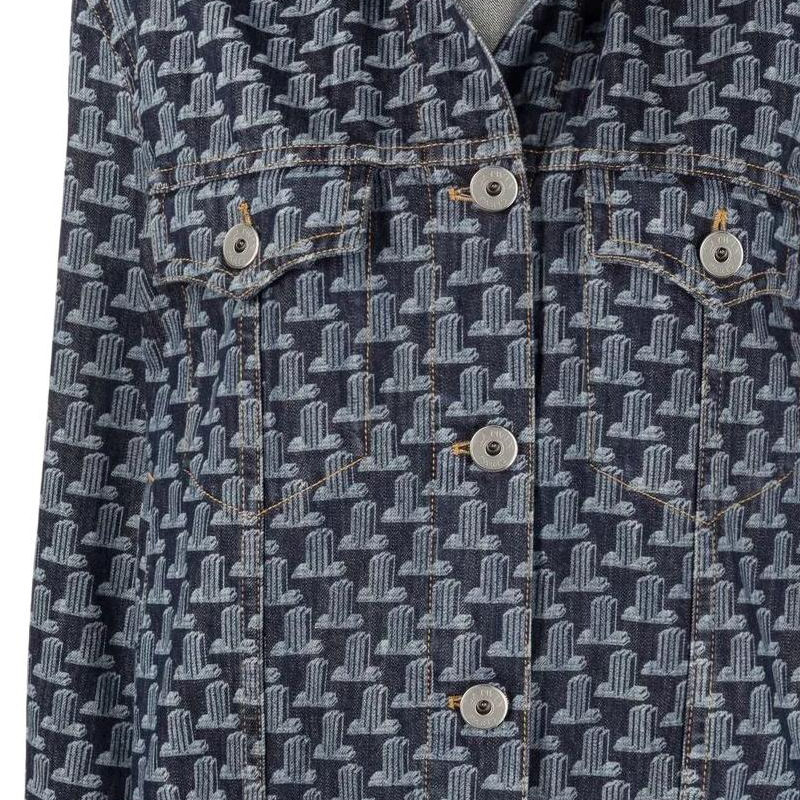 Sizing (W) Chaqueta Vaquera Gris Azul Lanvin SS22 con Logo Clásico. RW-JA0092-D041-P2229