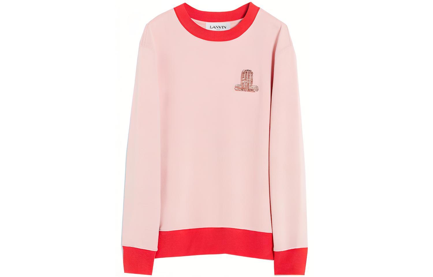 (Women) Lanvin SS22 Patterned Pink Crewneck Sweatshirt for Women. RW-SS9006-J186-P22