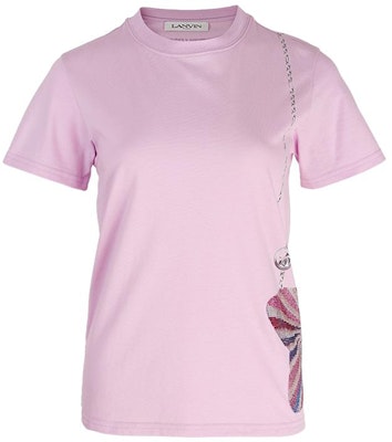 (W) Lanvin SS22 Kaos Wanita Pink Crewneck dengan Cetak Samping. RWTS0042-J249E22 Buy (W) Lanvin SS22 Kaos Wanita Pink Crewneck dengan Cetak Samping. RWTS0042-J249E22