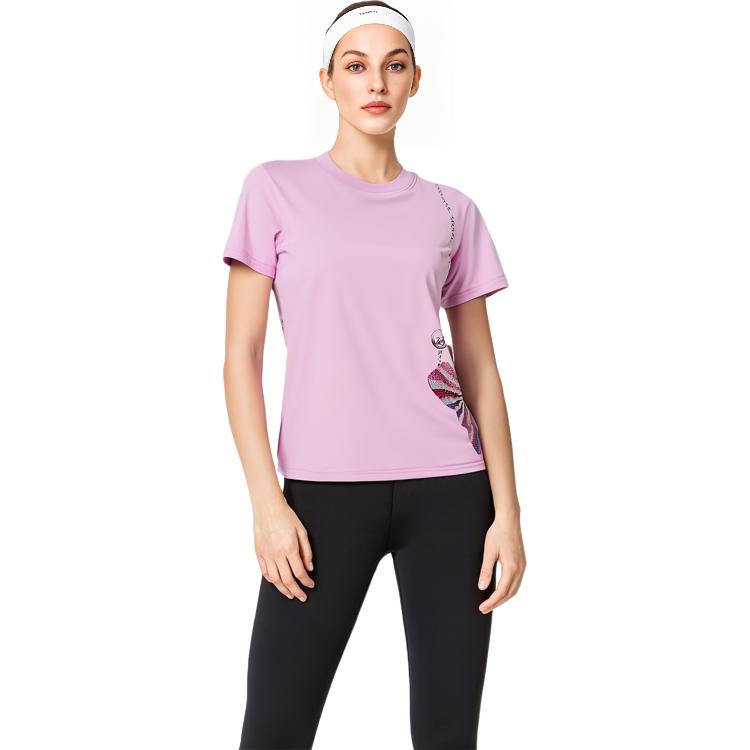 Details for (W) Lanvin SS22 Kaos Wanita Pink Crewneck dengan Cetak Samping. RWTS0042-J249E22