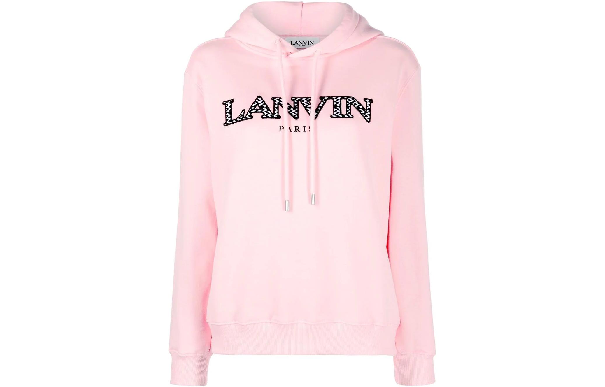 (Women) Lanvin SS23 Logo Embroidered Pullover Hoodie Light Pink RWHO0003J209P2350