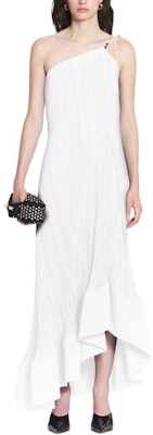 (W) Lanvin SS24 Vestido Maxi Blanco Asimétrico Plisado Sin Mangas RW-DR0011-5904-P24001 Details for (W) Lanvin SS24 Vestido Maxi Blanco Asimétrico Plisado Sin Mangas RW-DR0011-5904-P24001