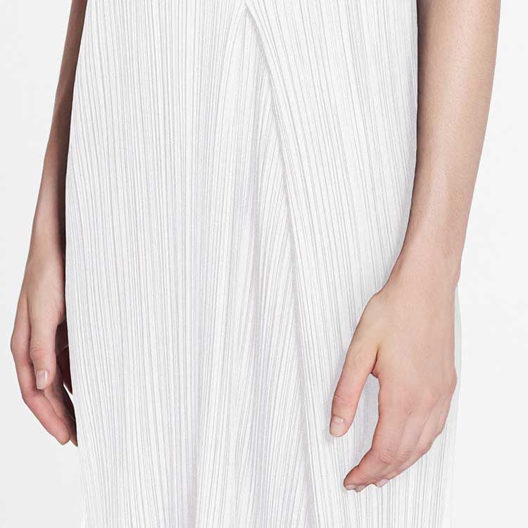 Cheap (W) Lanvin SS24 Vestido Maxi Blanco Asimétrico Plisado Sin Mangas RW-DR0011-5904-P24001