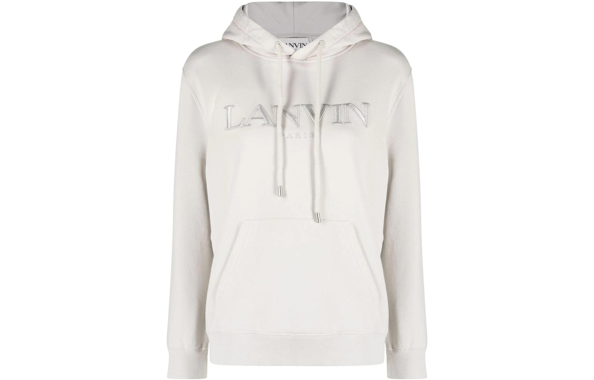 (Women) Lanvin White Hoodie with Solid Color Letter Print RWHO0003J210A2304