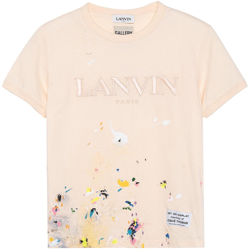 (Women) Lanvin x Gallery Dept. II SS22  Beige Embroidered Cotton Crewneck T-Shirt RU-TSG007-J007-P22S1