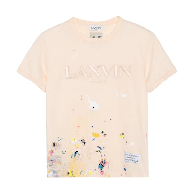 (Women) Lanvin Gallery Dept. II SS22 Beige Embroidered Cotton Crewneck T-Shirt RU-TSG007-J007-P22S1