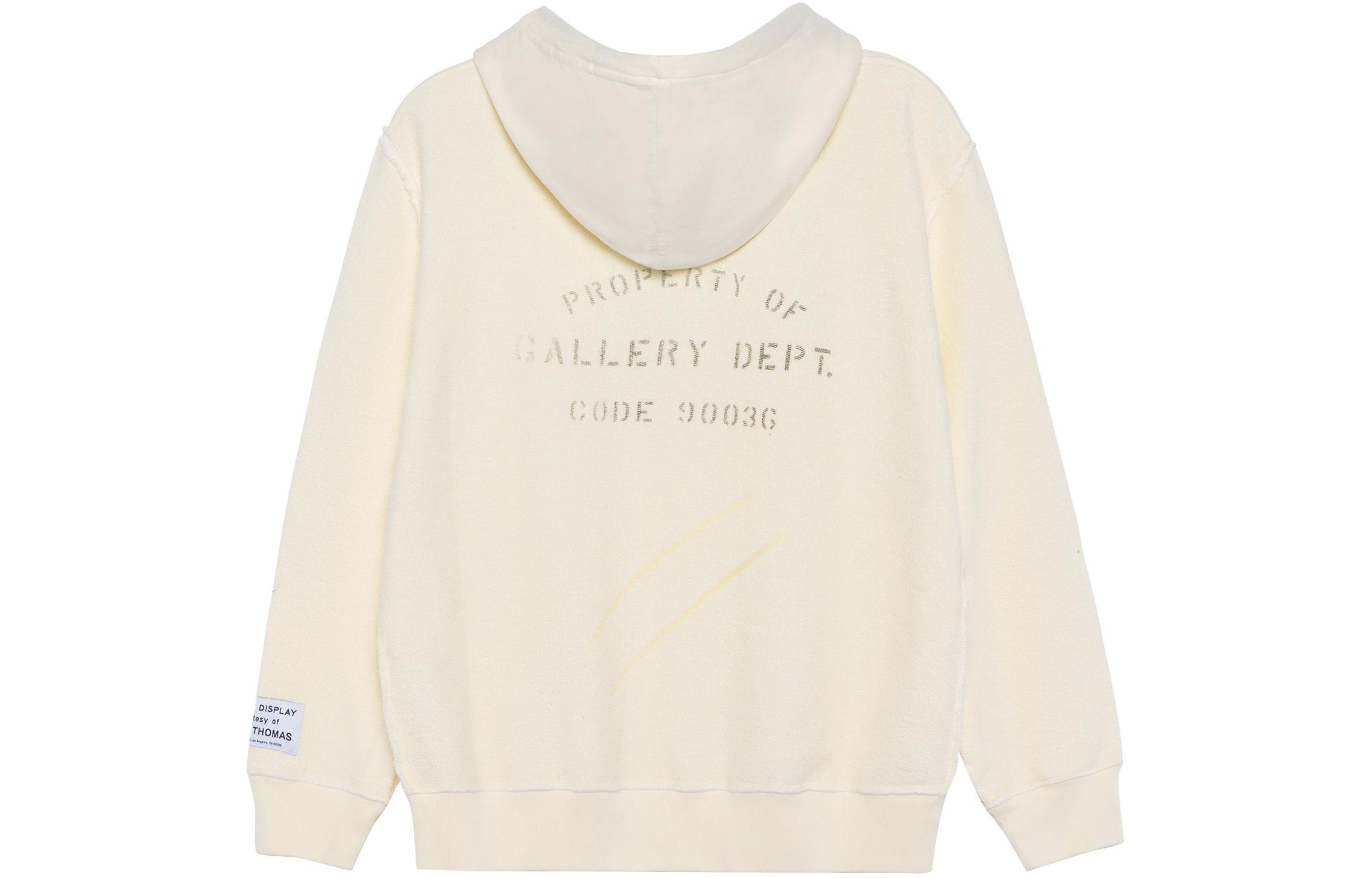 Lookbook (W) Sudadera con capucha Lanvin x Gallery Dept. SS22 beige con estampado de logo. RM-HOG003-J069-P22S1