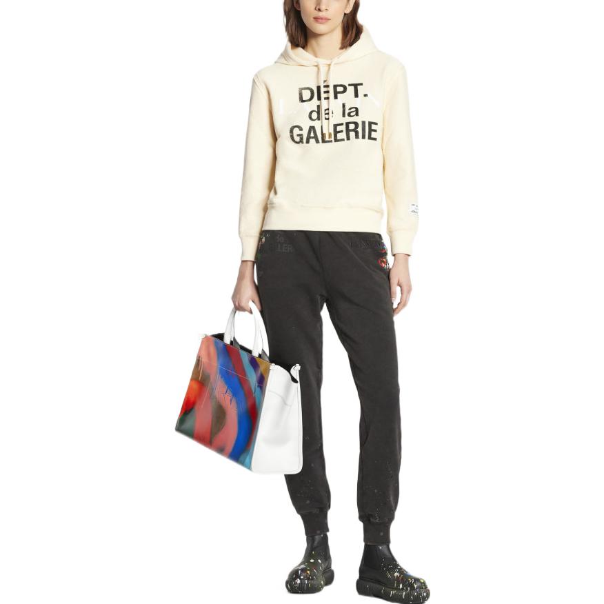 Shop (W) Sudadera con capucha Lanvin x Gallery Dept. SS22 beige con estampado de logo. RM-HOG003-J069-P22S1