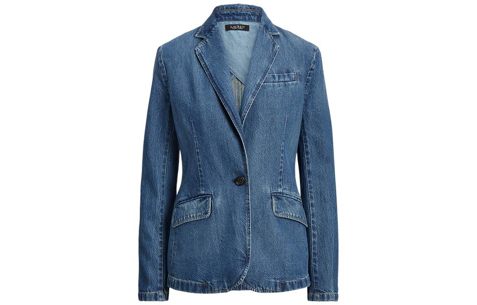 (Women) LAUREN RALPH LAUREN FW23  Single-Button Denim Blazer Blue WMLROTWS6020172-400