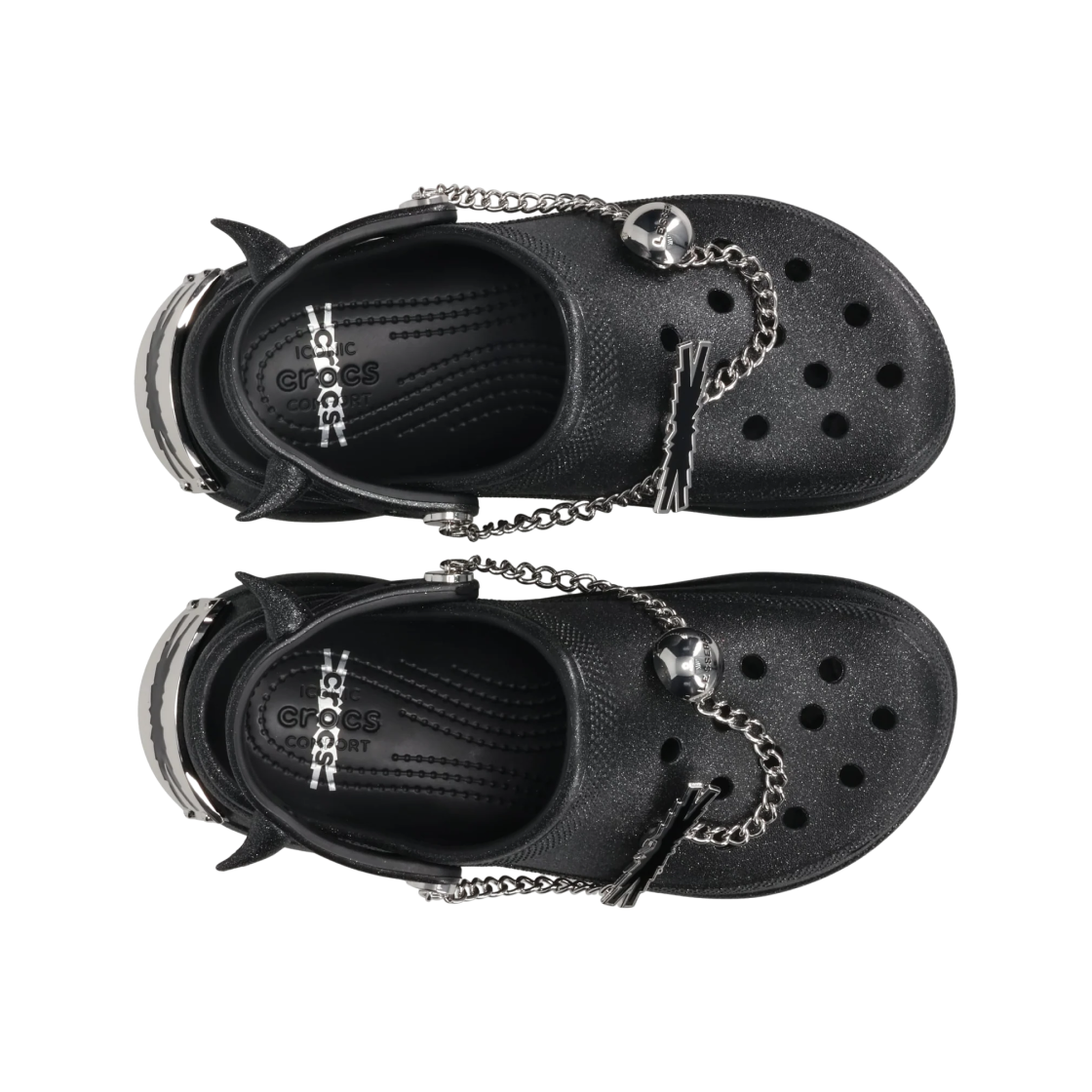 Order (W) LE SSERAFIM × クロックス クラシック ベイ クロッグ グリッター ブラック 212454-9DO