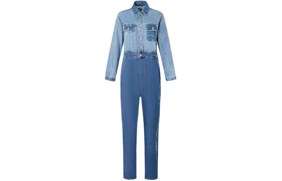 (Women) Lee  Fashion Patchwork Straight Jumpsuit in Mid Blue LWB0013215PN005-A00218
