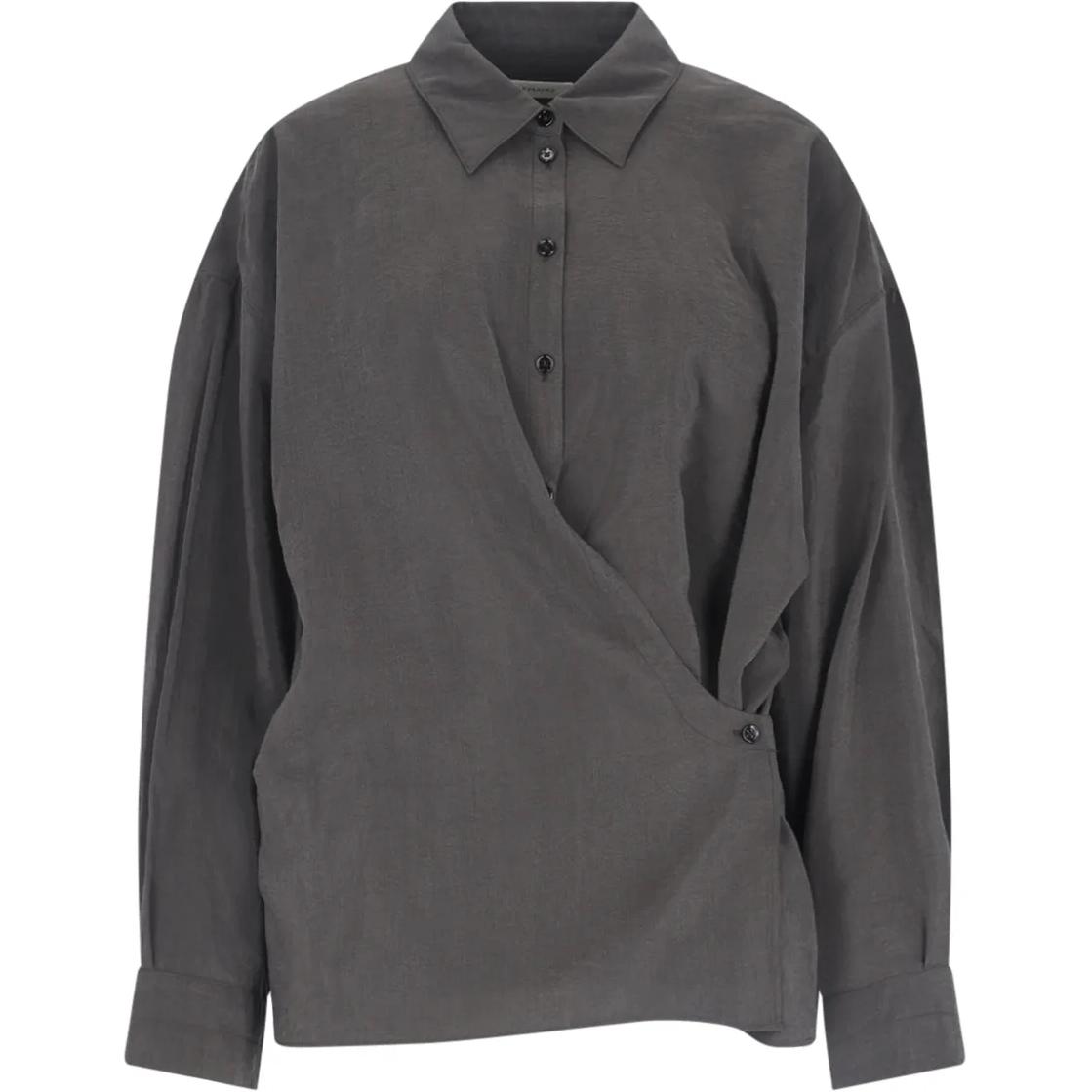 Order (W) Lemaire 不對稱褶皺長袖襯衫棕色 春夏款 SH1141-LF1308-BR507