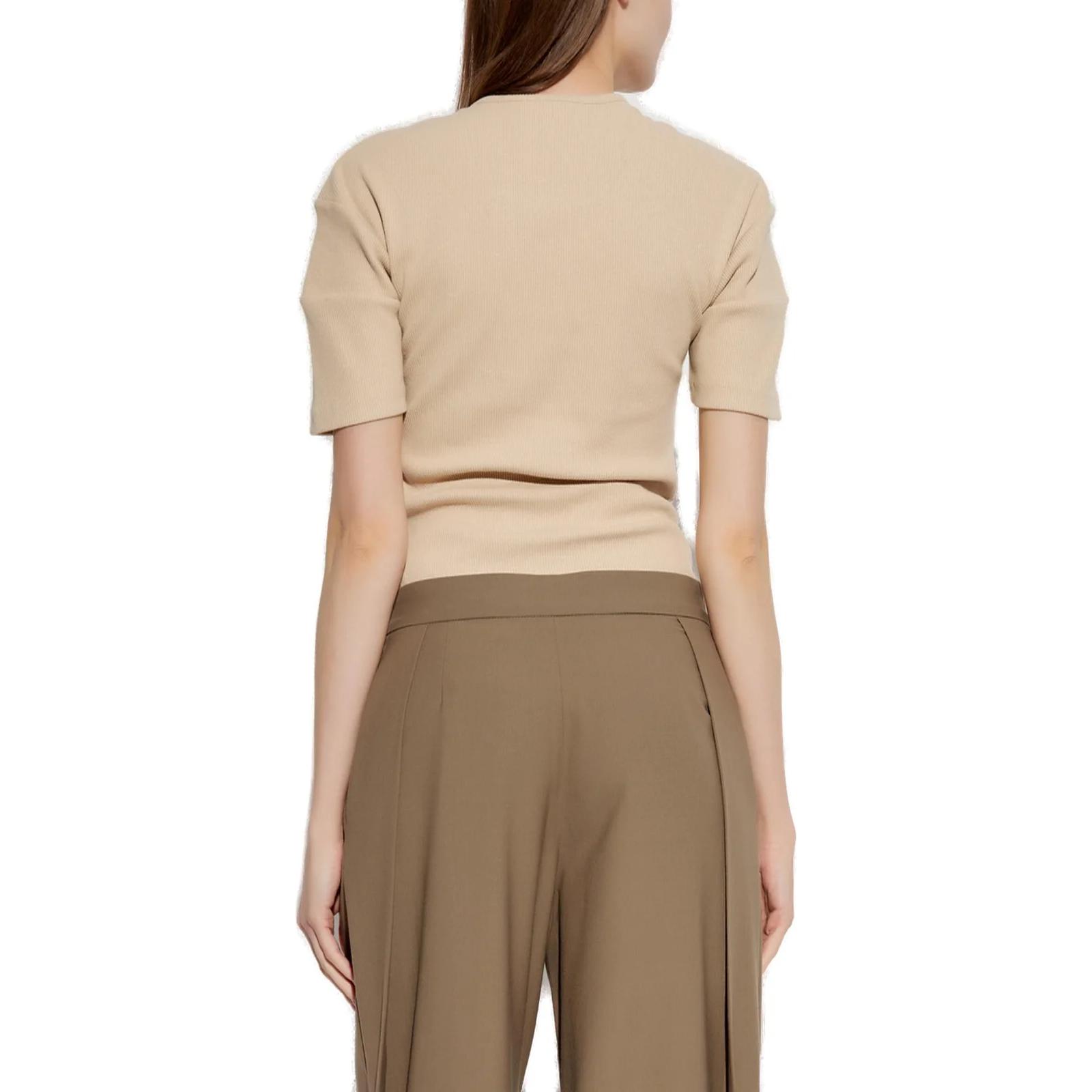 Shop (W) Lemaire 米色短袖針織釦領上衣 TO1350LJ1030-BG206