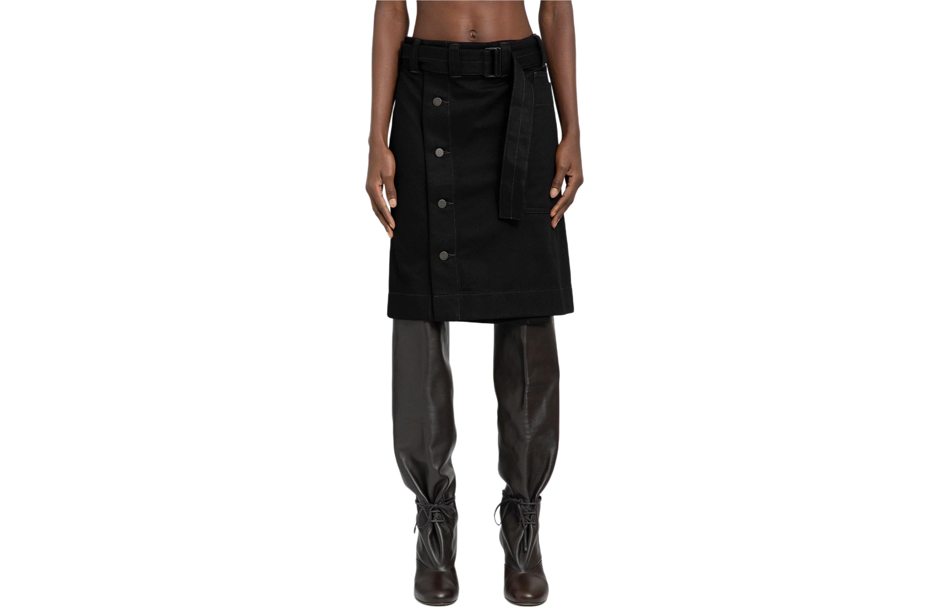 (Women) Lemaire  Black Button-Accent Casual Skirt. SK1024LD1004-BK999