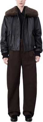 (W) Lemaire 黑色法式飛行員皮衣寬鬆長袖冬季外套 OW1043LL0095BR507 Purchase (W) Lemaire 黑色法式飛行員皮衣寬鬆長袖冬季外套 OW1043LL0095BR507