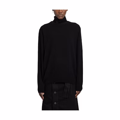 (Women) Lemaire Black High-Neck Oversized Knit Sweater Pullover Plain Design TO1083LK1014-BK999