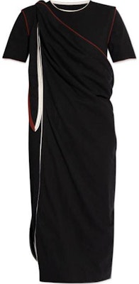 (W) Lemaire Gaun Midi Lengan Pendek Jalur Hitam. DR1044LJ1010-BK999 Order (W) Lemaire Gaun Midi Lengan Pendek Jalur Hitam. DR1044LJ1010-BK999