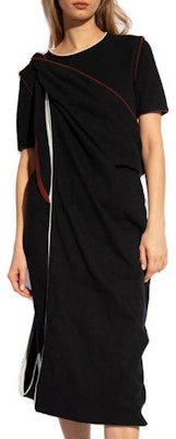 (W) Lemaire Gaun Midi Lengan Pendek Jalur Hitam. DR1044LJ1010-BK999 Shop (W) Lemaire Gaun Midi Lengan Pendek Jalur Hitam. DR1044LJ1010-BK999