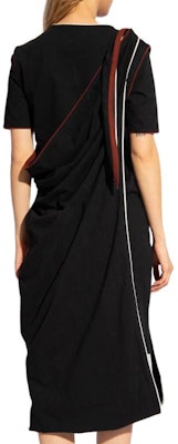 (W) Lemaire Gaun Midi Lengan Pendek Jalur Hitam. DR1044LJ1010-BK999 Purchase (W) Lemaire Gaun Midi Lengan Pendek Jalur Hitam. DR1044LJ1010-BK999