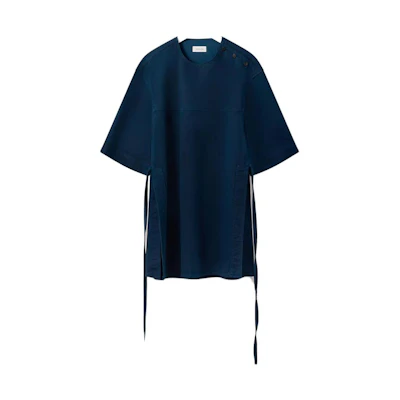 (Women) Lemaire Boxy T-Shirt with Side Slits in Blue Short Sleeve. TO1129LD1002BL800