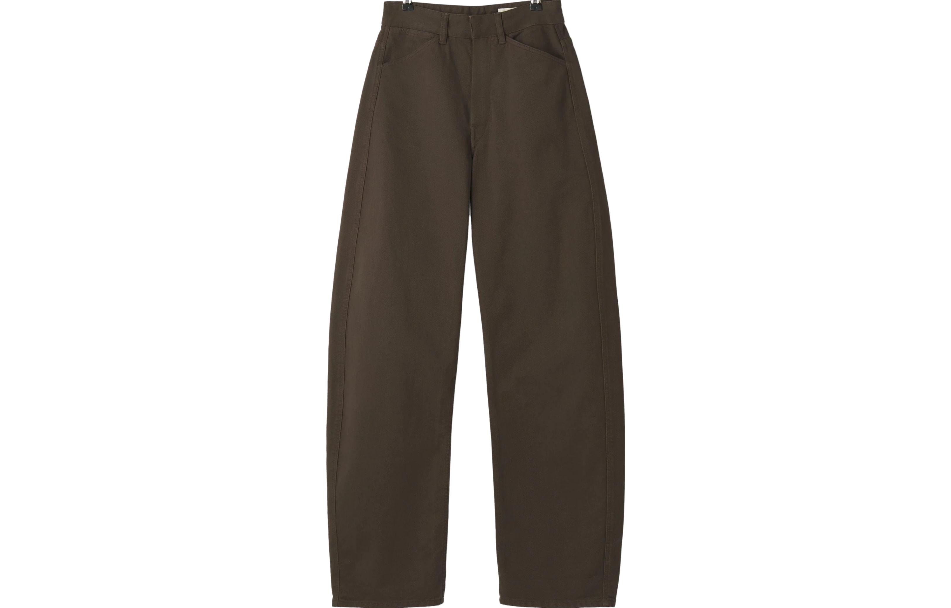 (Women) Lemaire  Brown Minimalist Straight-Leg Zipper Casual Pants French Style PA1052LD1001BR495