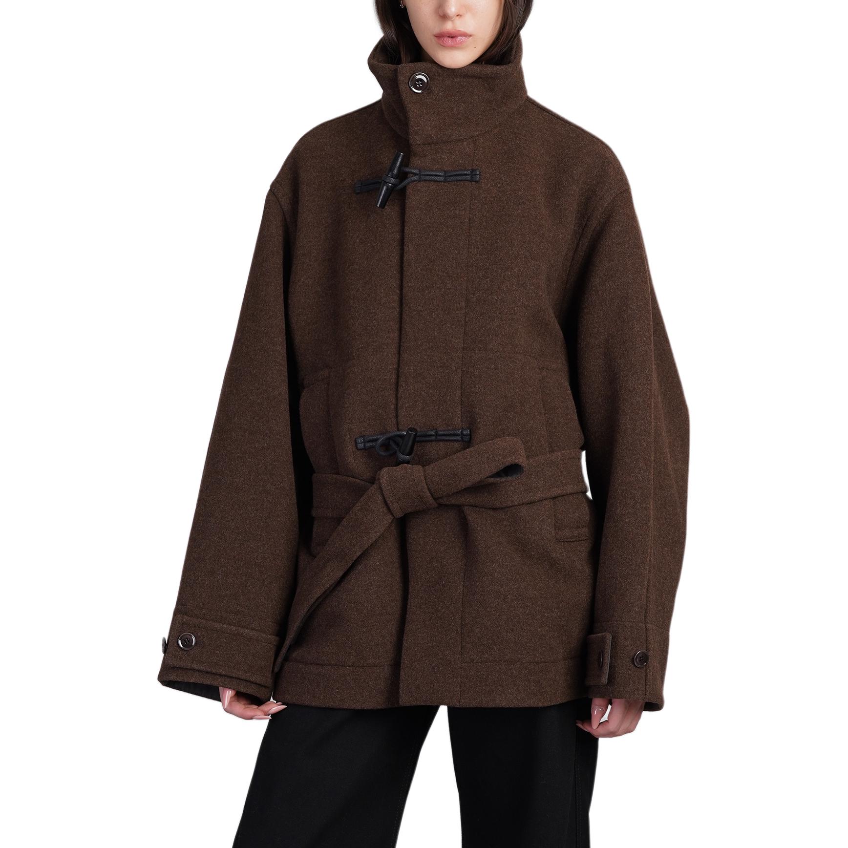 Sizing (W) Lemaire 棕色羊毛立領長袖大衣 CO1092LF1117-MU194