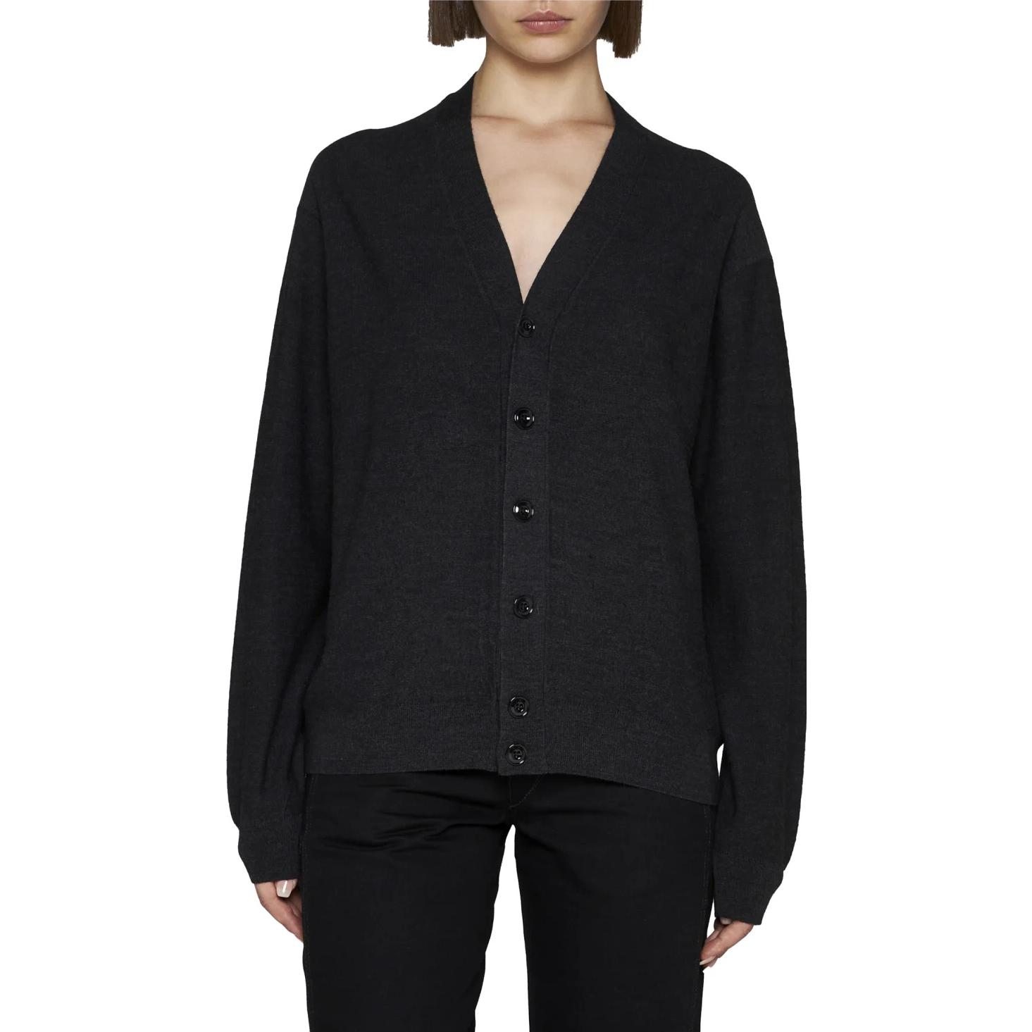 Shop (W) Lemaire 煤灰色寬鬆V領羊毛開襟毛衣. TO1082LK087BK-966