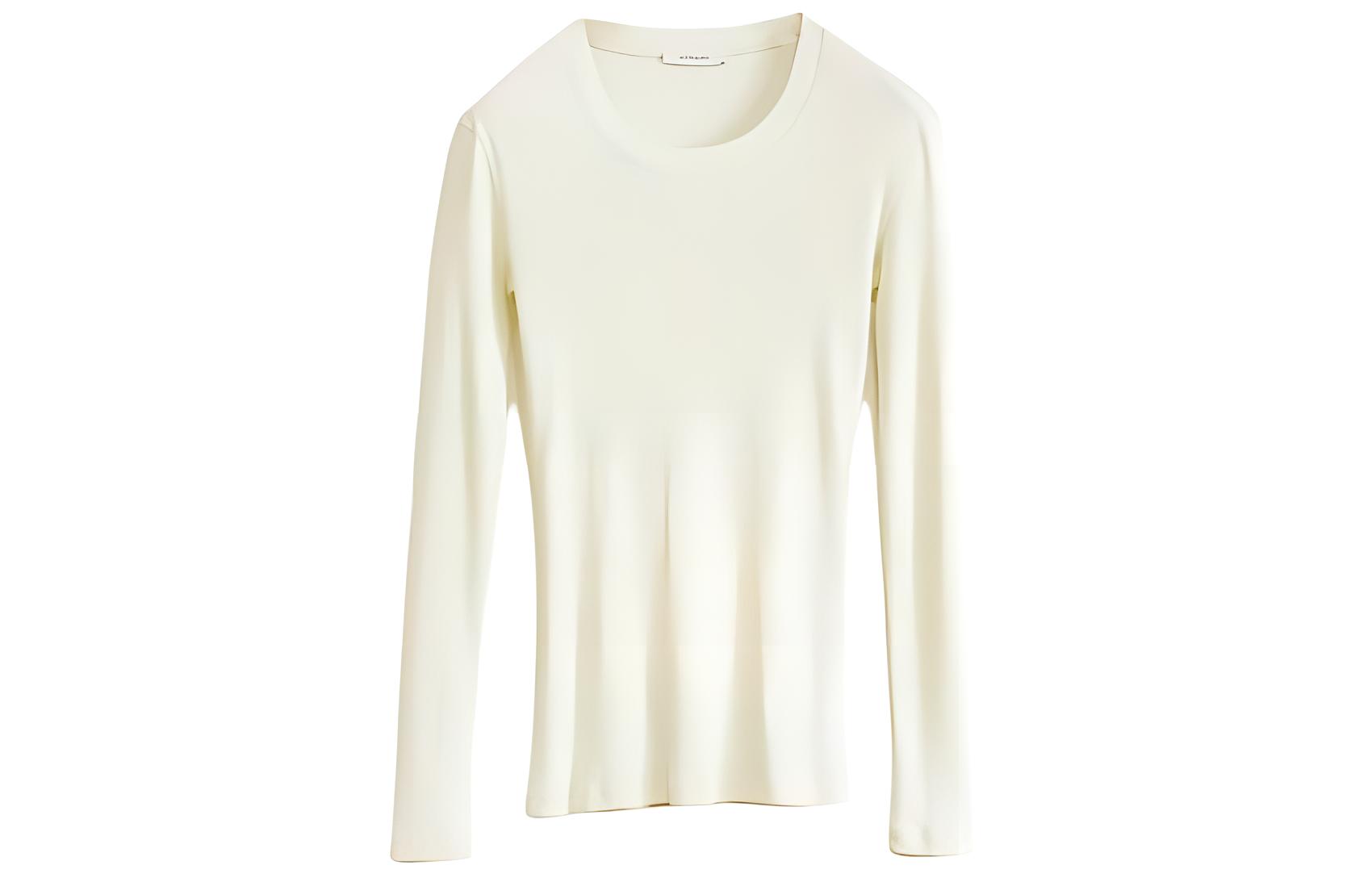(Women) Lemaire  Ribbed Long Sleeve Crewneck T-Shirt Off-White TO1147LJ1017YE500