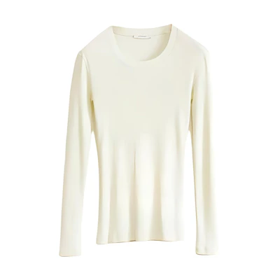 (Women) Lemaire Ribbed Long Sleeve Crewneck T-Shirt Off-White TO1147LJ1017YE500
