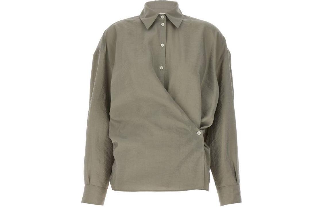 Order (W) Lemaire Kemeja Kelabu Lengan Panjang Fitted Berbutang Warna Solid SH1032LF208-BK885