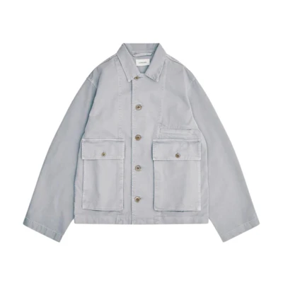 (Women) Lemaire Blue-Grey Relaxed Fit Oversized Long Sleeve Jacket OW306-LD1036-BK948