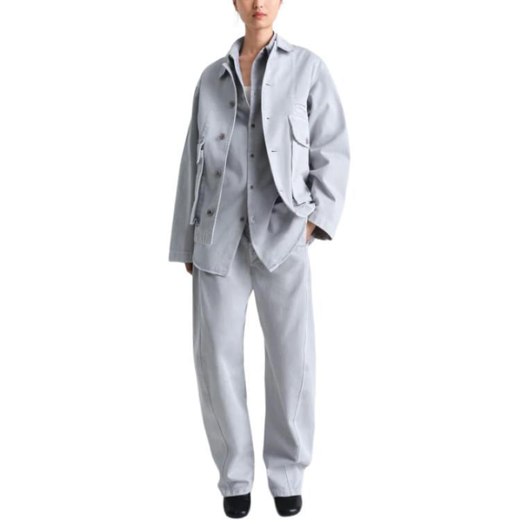 Shop (W) Lemaire 藍灰色寬鬆版型長袖外套 OW306-LD1036-BK948