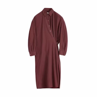 (Women) Lemaire Minimalist Slim-Fit Long Sleeve Midi Dress Women Red Brown DR1024LF445BR399