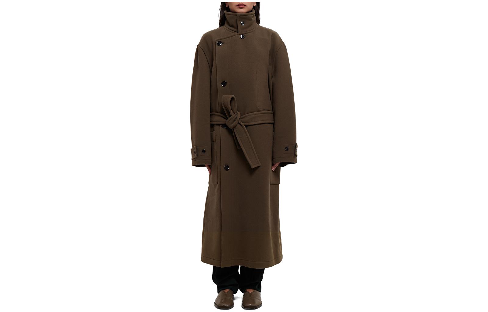 (Women) Lemaire SS23  Brown Single-Breasted Long Coat French Chic Style CO1037LF1116BR500