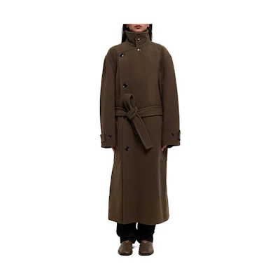 (Women) Lemaire SS23 Brown Single-Breasted Long Coat French Chic Style CO1037LF1116BR500