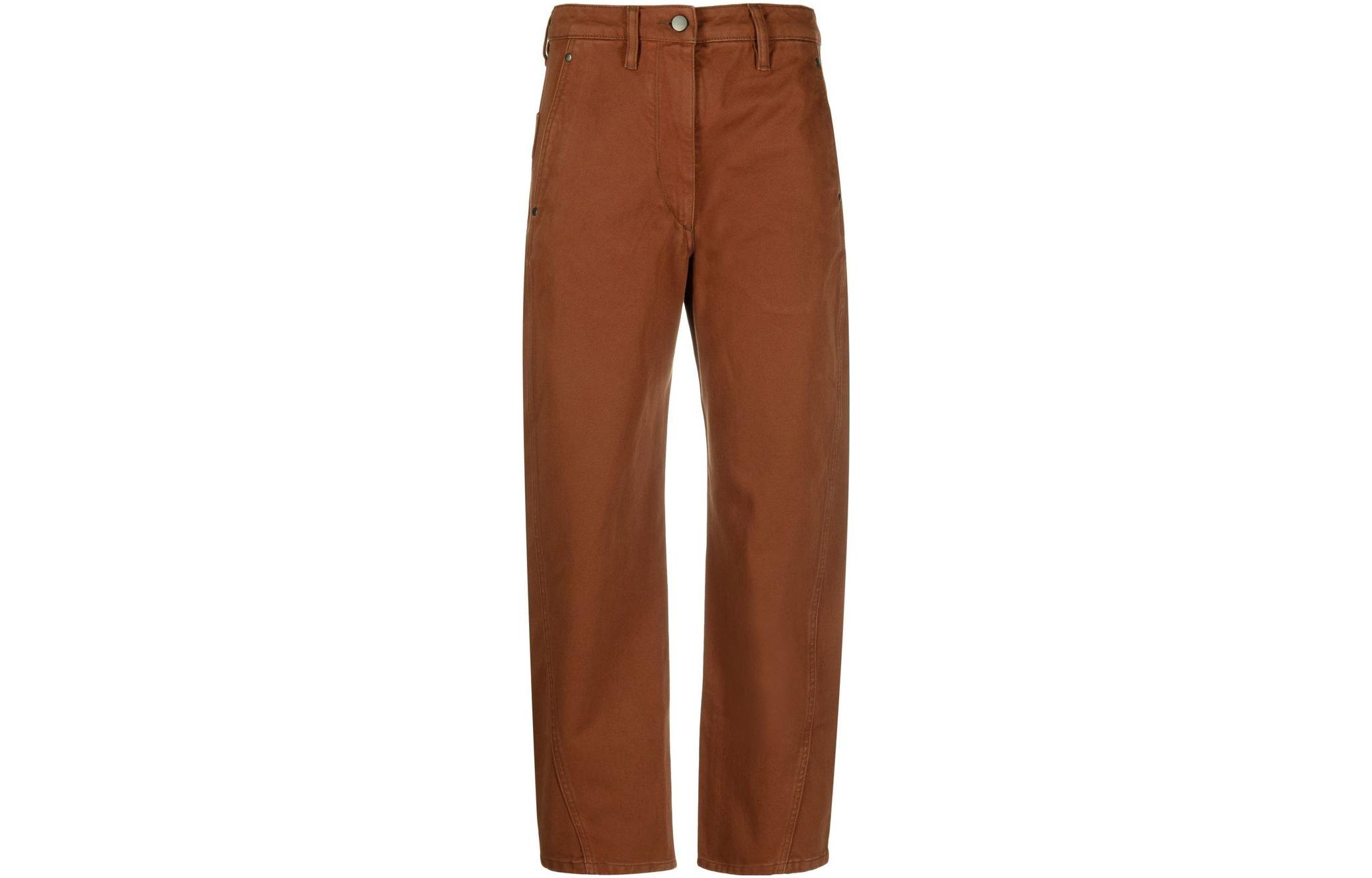 (Women) Lemaire Women’s High-Waist Straight-Leg Casual Pants Reddish-Brown. PA220LD1001BK456
