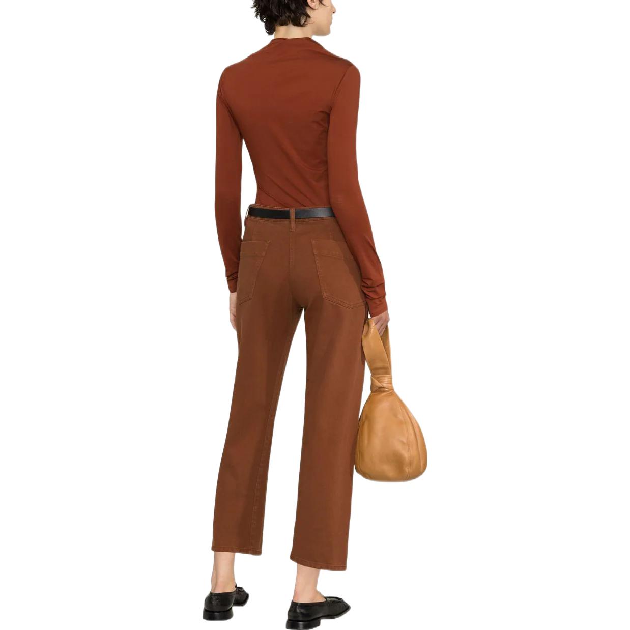 Shop (W) Lemaire 女款高腰直筒休閒長褲 紅棕色 PA220LD1001BK456