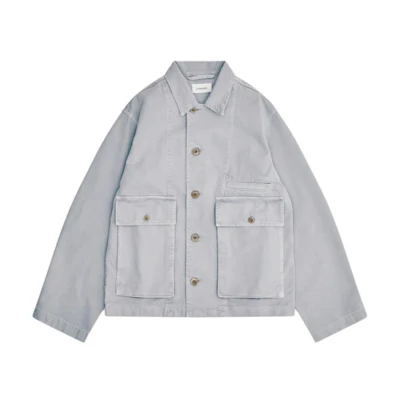 (Women) Lemaire Women’s Relaxed Fit Blue-Grey Single-Breasted Long Sleeve Jacket OW306-LD1008-BK100