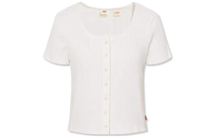 (Women) Levi's  Crewneck Knit Short Sleeve Tee Shirt in Off-White. A3389-0000