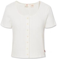 (Women) Levi's Crewneck Knit Short Sleeve Tee Shirt in Off-White. A3389-0000