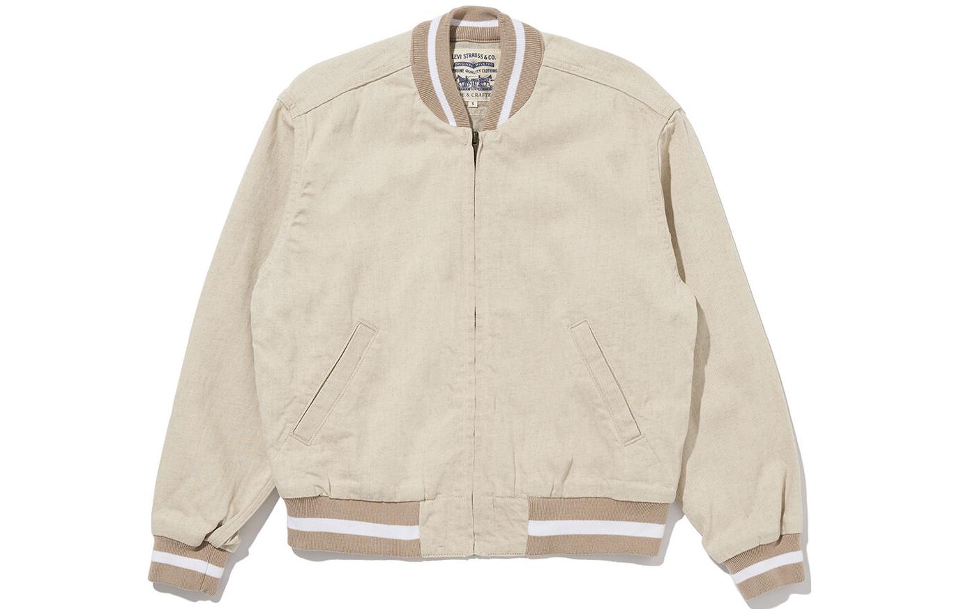 (Women) Levi's Beige Striped Print Casual Baseball Jacket A4352-0001