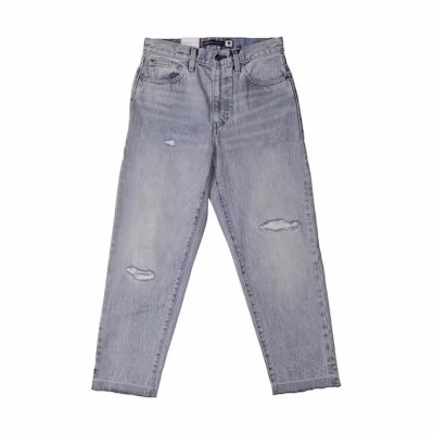 (Women) Levi's Button Casual Ripped Straight Jeans Light Gray 75645-0032
