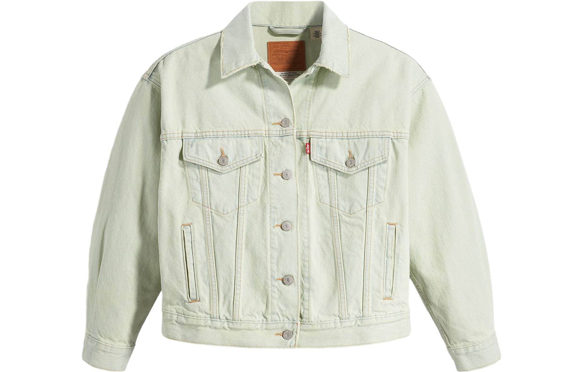 Order (Women) Levi's Casual Solid Button-Up Collar Green Jacket A1743-0025