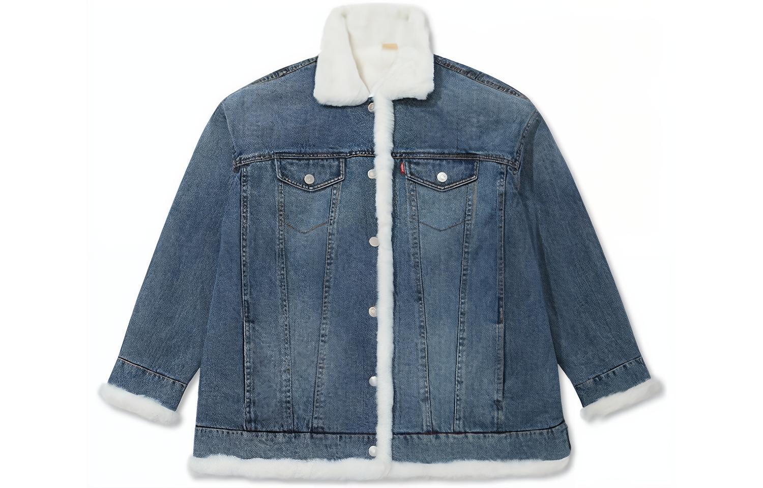 (Women) Levi's FW22 Blue Solid Collar Long Sleeve Denim Jacket A5183-0000