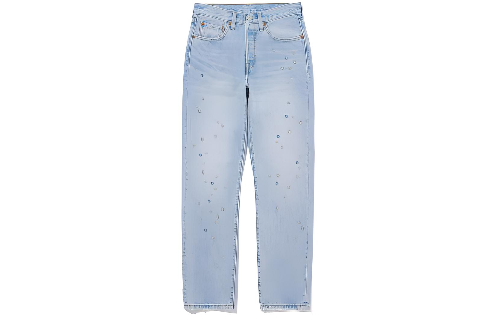 (Women) Levi's Light Indigo Zipper Straight Jeans with Diamond Accents 12501-0466