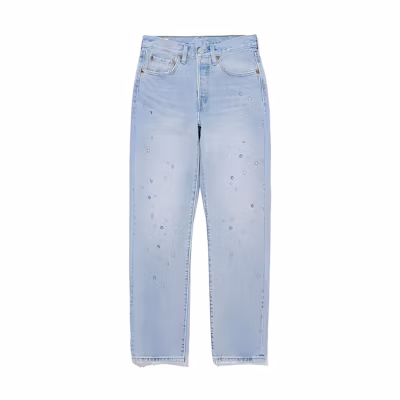 (Women) Levi's Light Indigo Zipper Straight Jeans with Diamond Accents 12501-0466