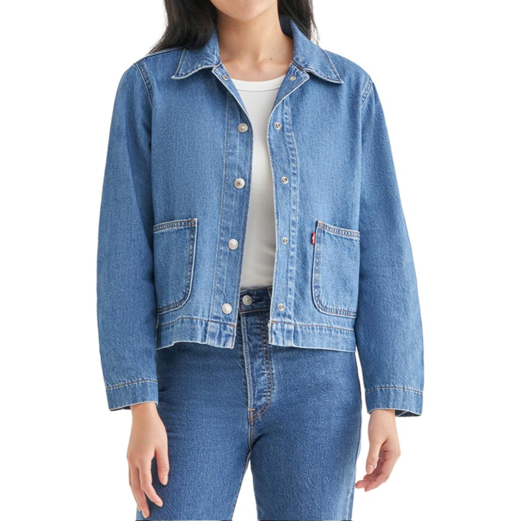 (Women) Levi's Solid Color Long Sleeve Denim Jacket in Medium Blue A7440-0004