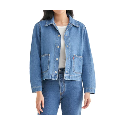 (Women) Levi's Solid Color Long Sleeve Denim Jacket in Medium Blue A7440-0004