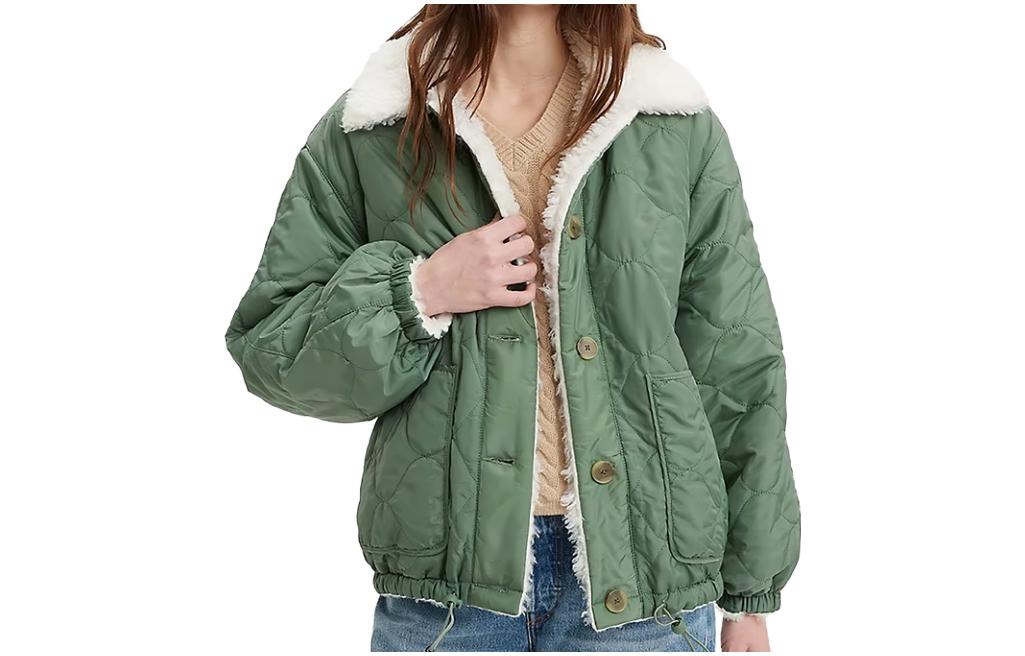 Order (Women) Levi's Solid Color Single-Breasted Collar Jacket Green A5869-0002
